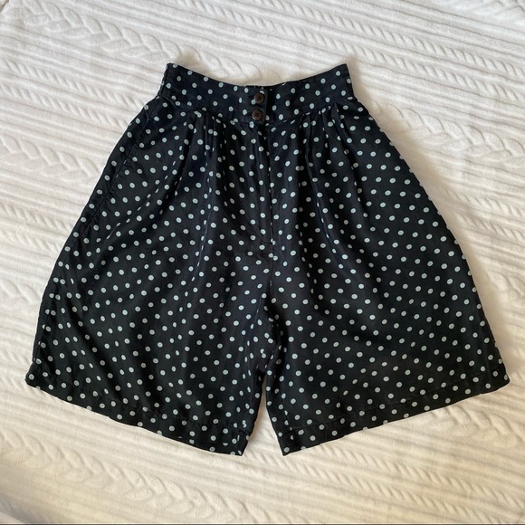 90S Polka Dot 100% Silk High-Waisted Shorts - Picture 2 of 9